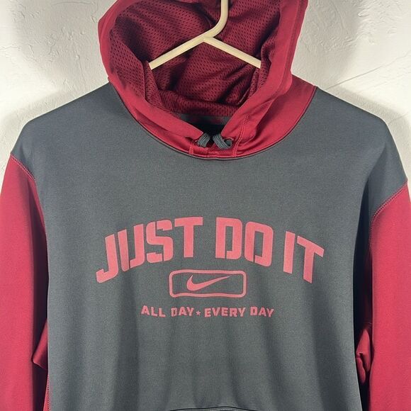 🔥 NIKE Therma-Fit HOODIE Just Do It Pullover Polyester Sweatshirt - Men Sz M - Picture 2 of 11